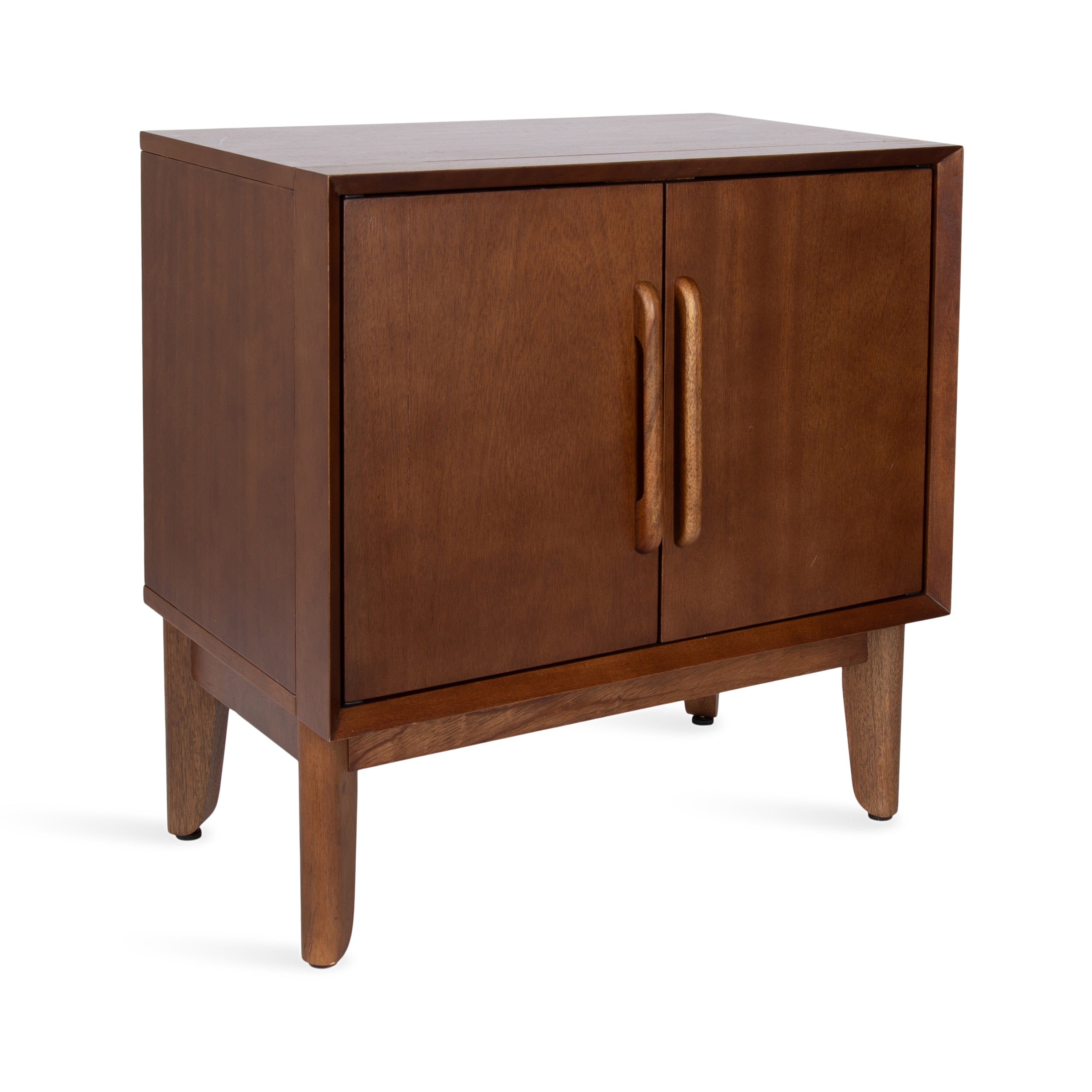 McCutcheon side table with storage cabinet, wood finish
