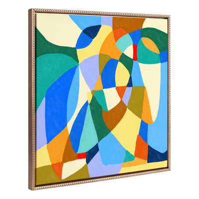 Sylvie Beaded TR Begonia Po framed canvas art by Teresa Rego, showing colorful abstract composition in a gold vintage beaded frame