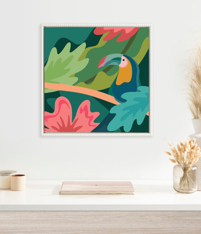 Sylvie Beaded Tropical Toucan Framed Canvas by Carey Copeland