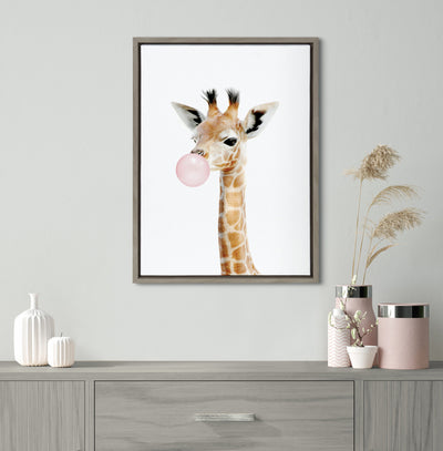 Sylvie Bubble Gum Giraffe Framed Canvas by Amy Peterson Art Studio by kateandlaurel - product image 16 for Resin Society