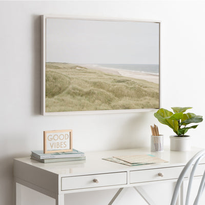 Sylvie Peaceful and Serene Coastal Landscape Framed Canvas by The Creative Bunch Studio