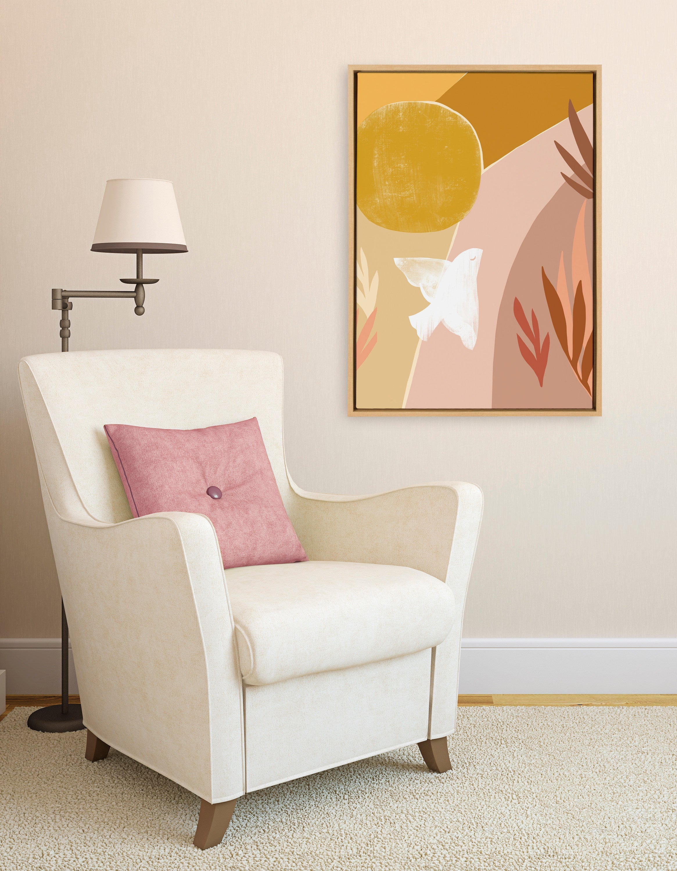 Sylvie Sunrise Dove Framed Canvas by kateandlaurel - product image 9 for Resin Society