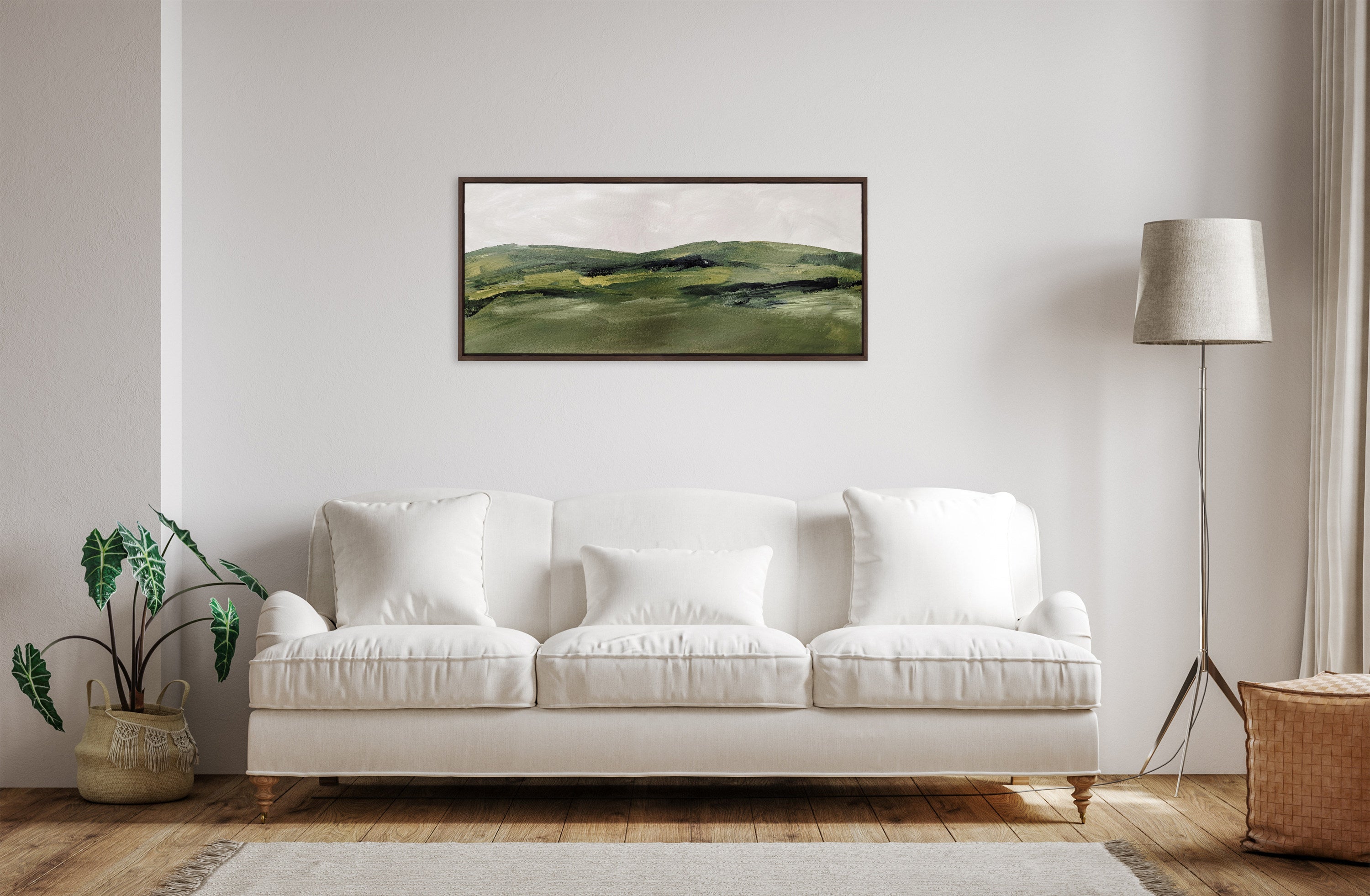 Sylvie Green Mountain Landscape Framed Canvas by Amy Lighthall
