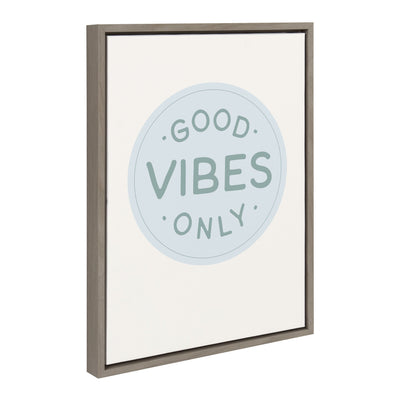 Sylvie Good Vibes Only Pale Blue Button Framed Canvas by The Creative by kateandlaurel - product image 2 for Resin Society