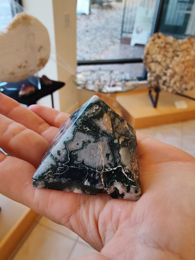 Moss Agate Pyramid India by Rare Earth Gallery - product image 3 for Resin Society