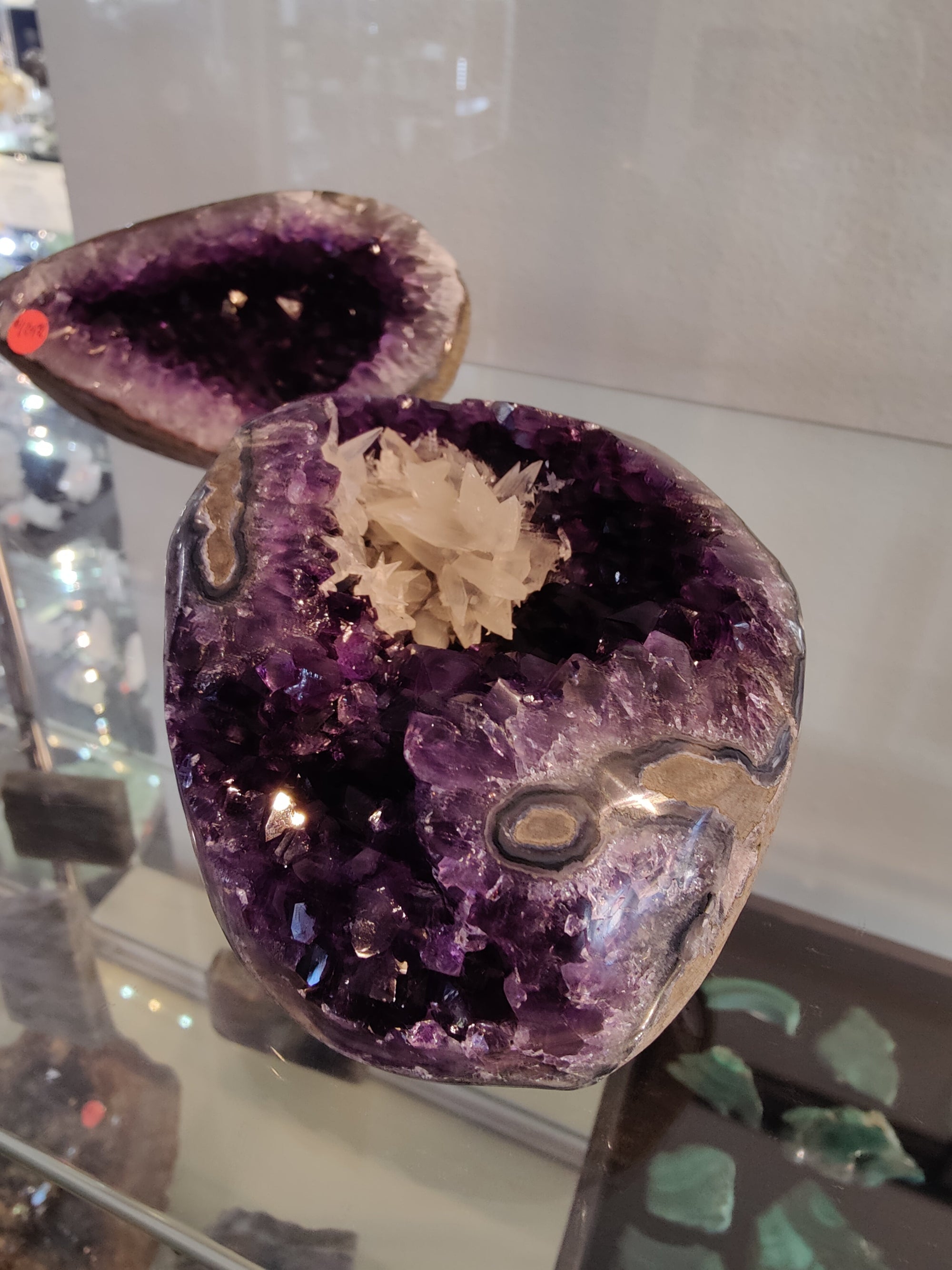 Amethyst with Scalenohedral "Dogtooth" Calcite Cluster Inclusion Geode by Rare Earth Gallery - product image 2 for Resin Society