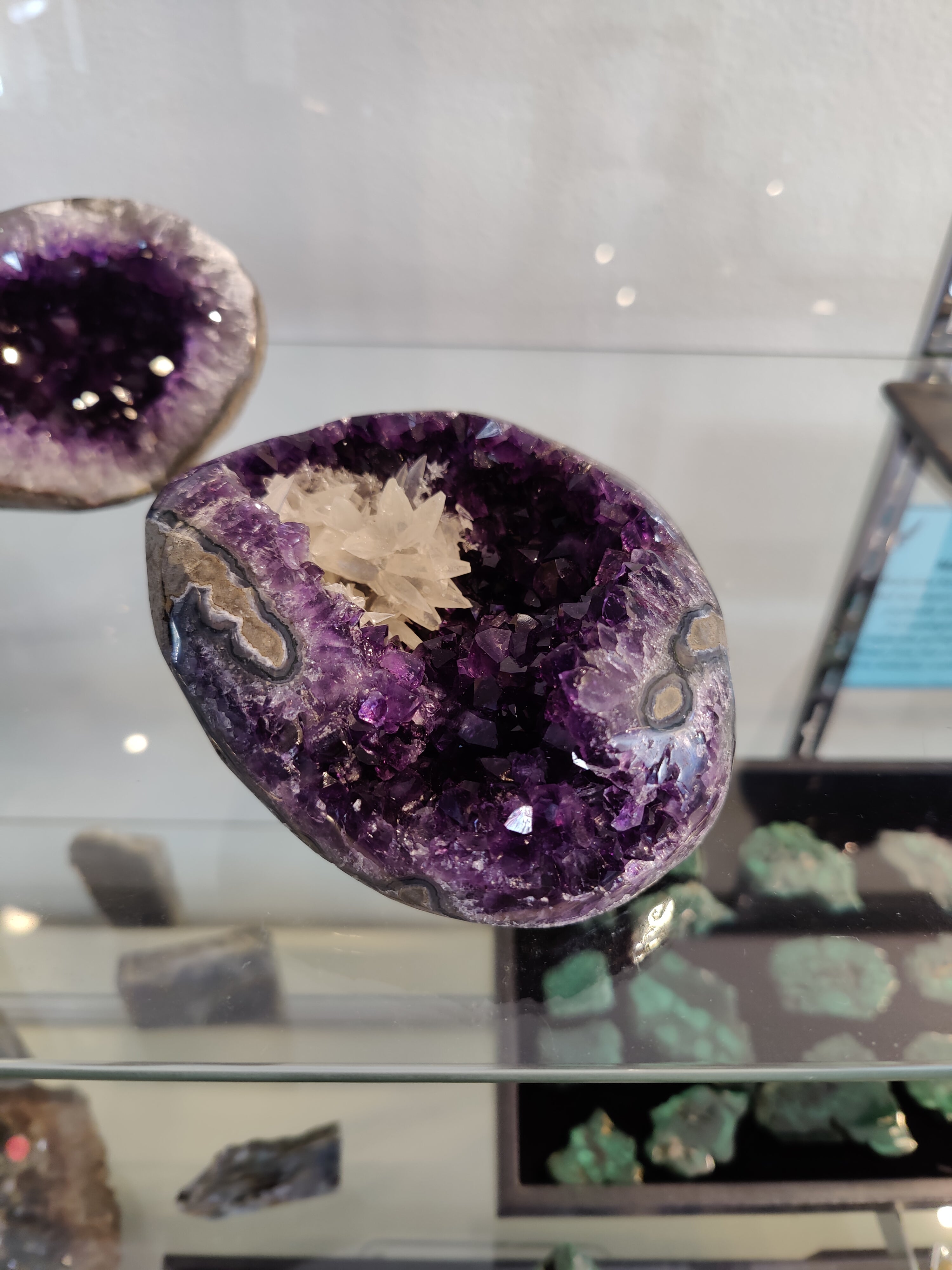 Amethyst with Scalenohedral "Dogtooth" Calcite Cluster Inclusion Geode by Rare Earth Gallery - main product image for Resin Society