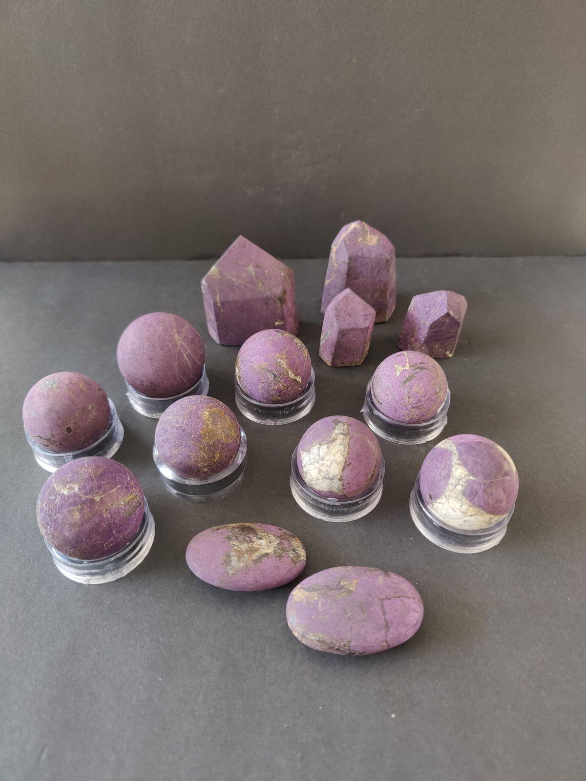 Purpurite Lapidary sculptures in assorted shapes and sizes