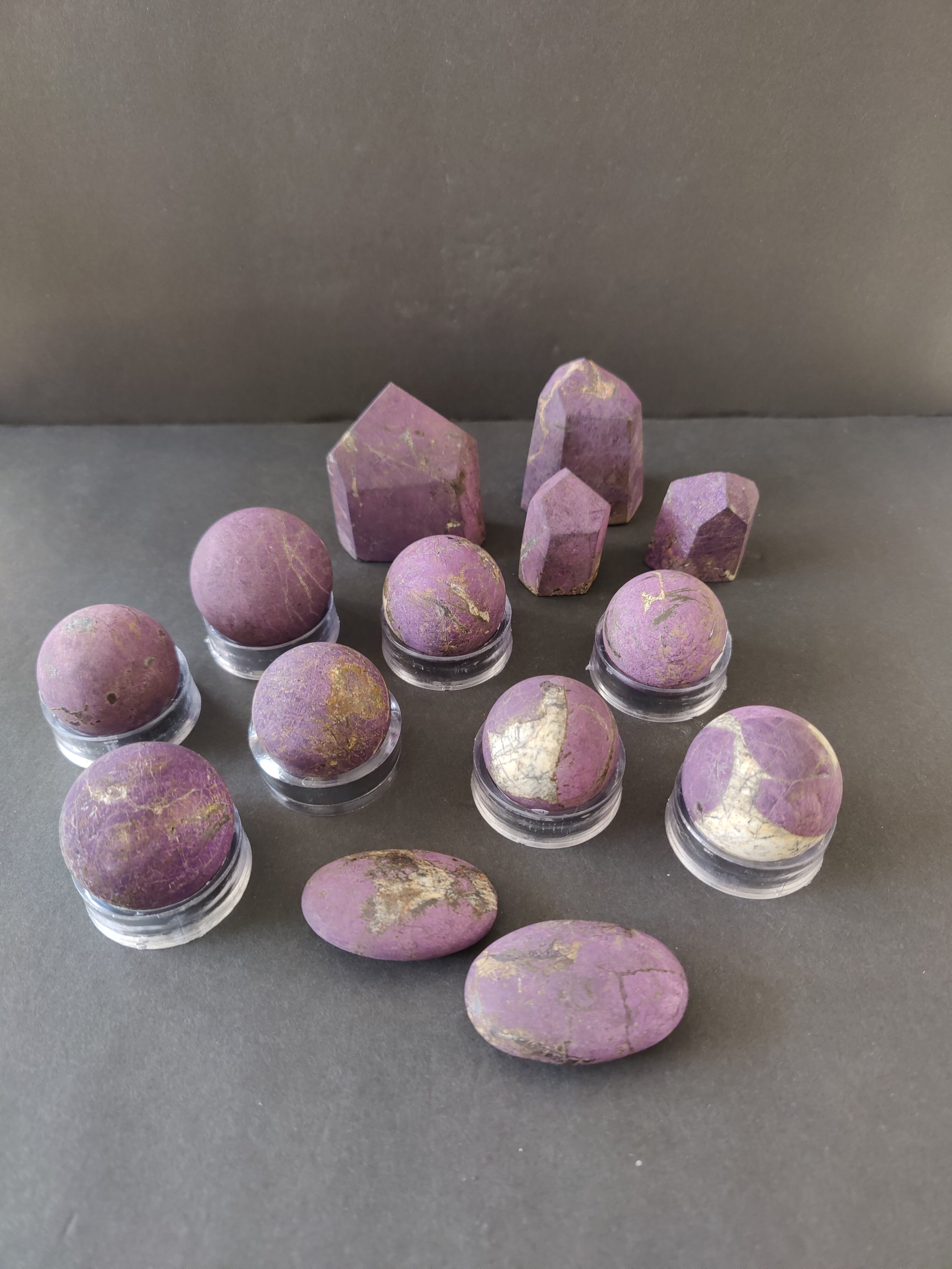 Purpurite Lapidary sculptures in assorted shapes and sizes