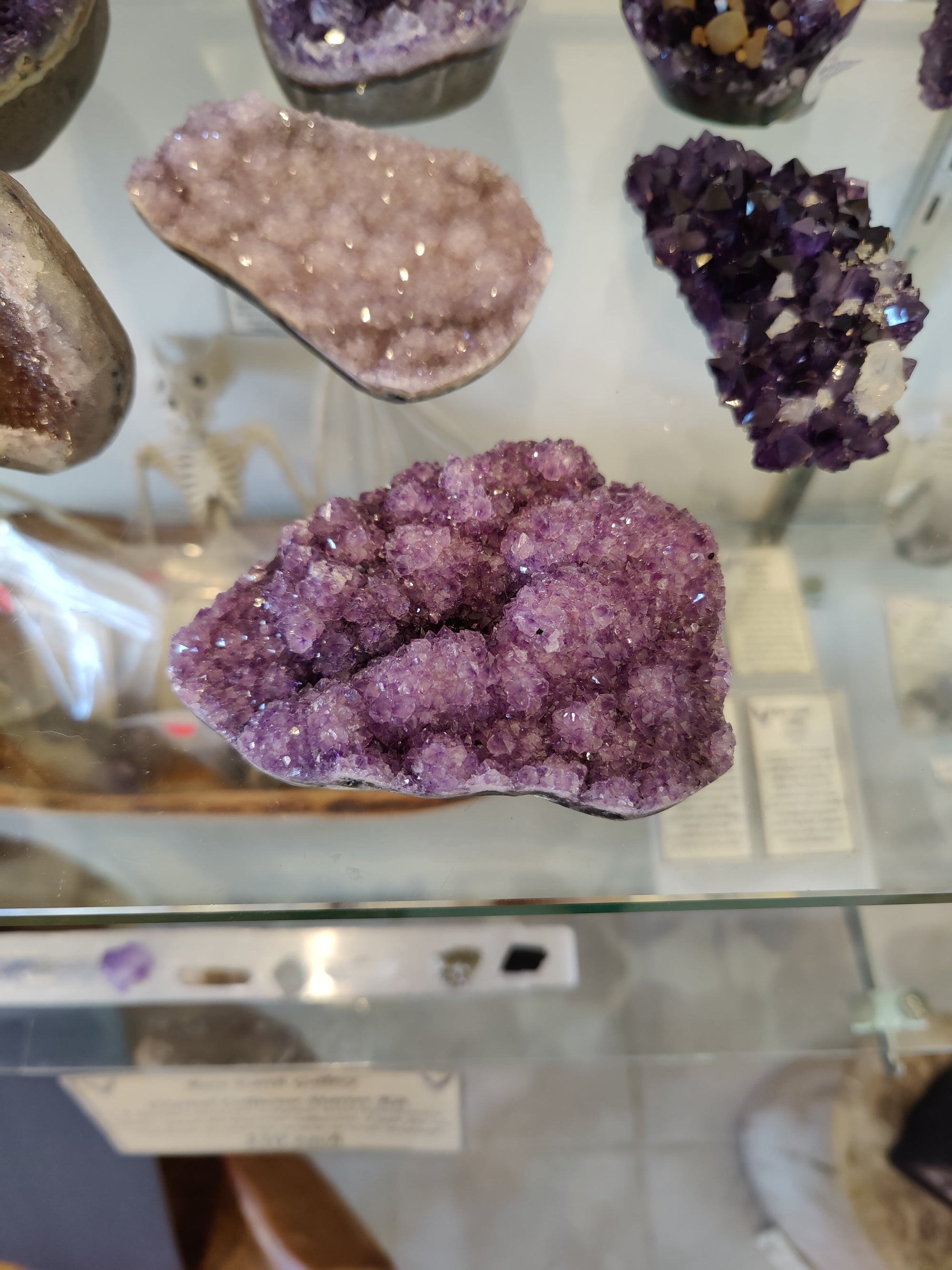 Polished edge Amethyst Druze sculpture with natural crystal formations