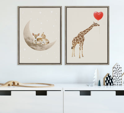 Sylvie On the Moon Framed Canvas by July Art Prints