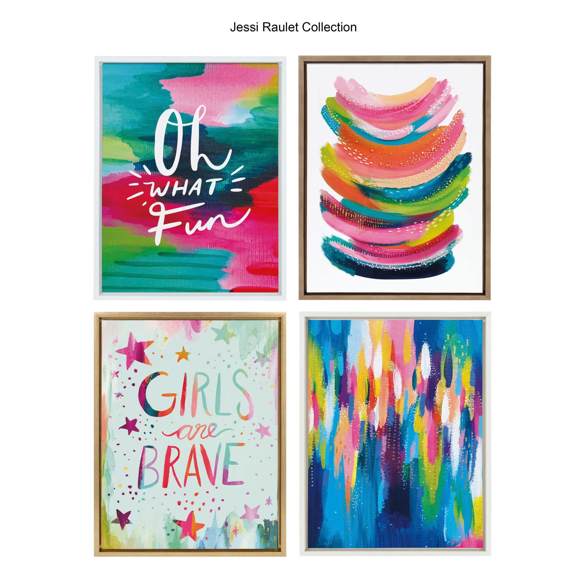 Sylvie EV Bright Brush Strokes 033 Framed Canvas by kateandlaurel - product image 6 for Resin Society
