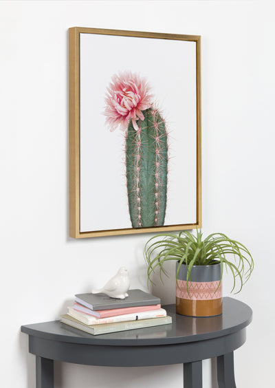 Sylvie Pink Cactus Flower Framed Canvas by Amy Peterson Art Studio