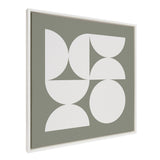 Sylvie Bold Vintage Geometric Soft White on Sage Green Framed Canvas by kateandlaurel - main product image for Resin Society