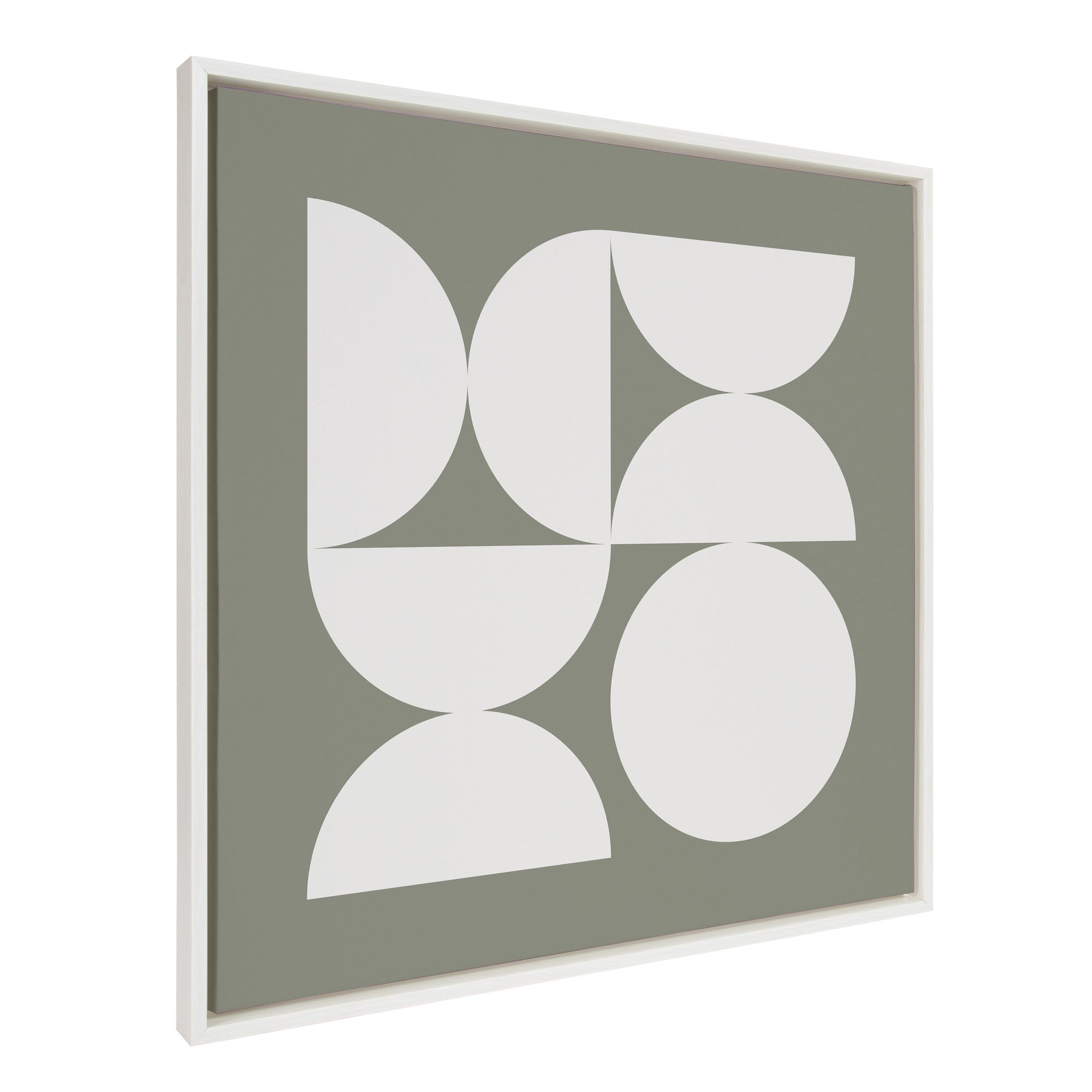 Sylvie Bold Vintage Geometric Soft White on Sage Green Framed Canvas by kateandlaurel - product image 7 for Resin Society