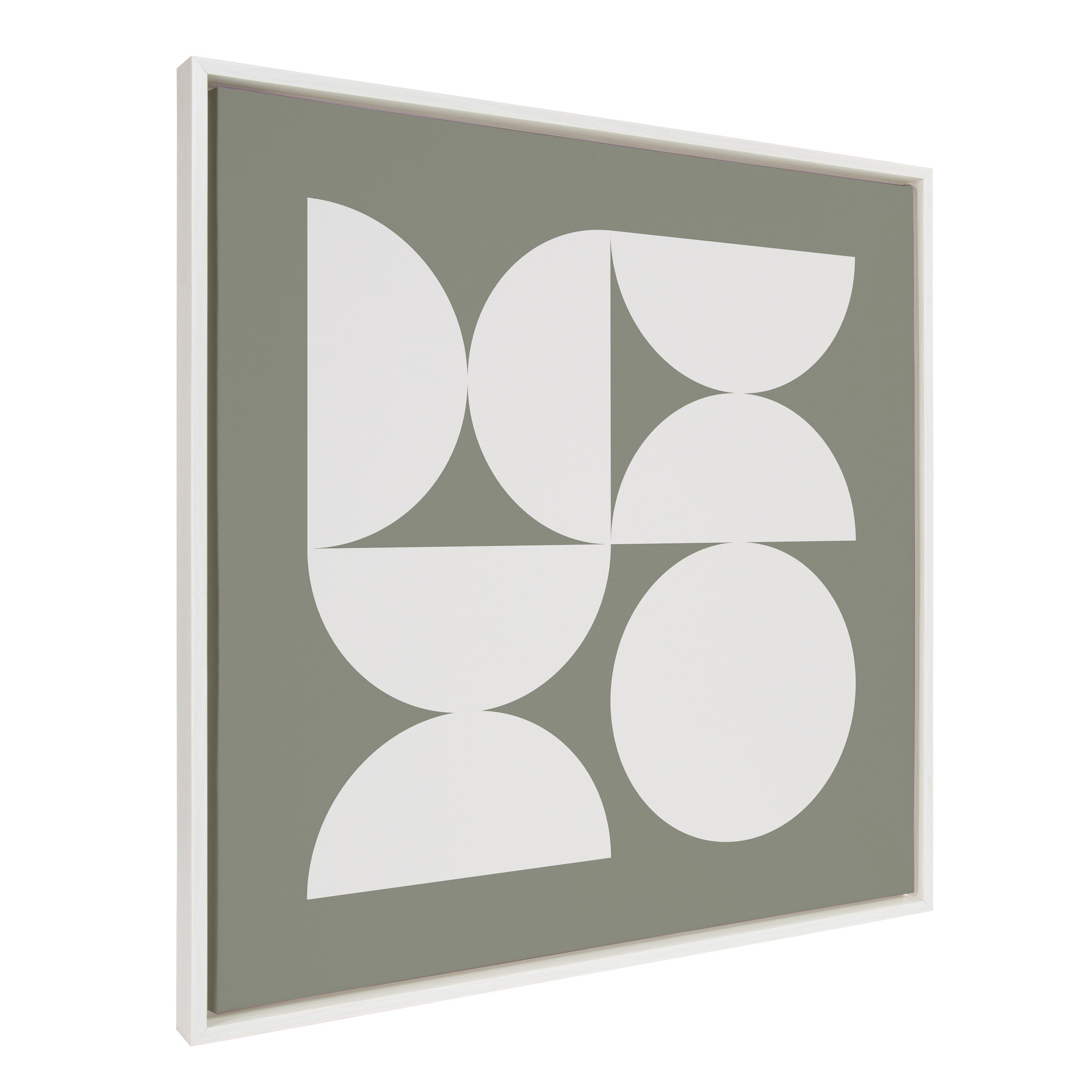 Sylvie Bold Vintage Geometric Soft White on Sage Green Framed Canvas by kateandlaurel - product image 7 for Resin Society
