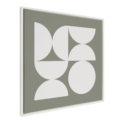 Sylvie Bold Vintage Geometric Soft White on Sage Green Framed Canvas by kateandlaurel - product image 7 for Resin Society
