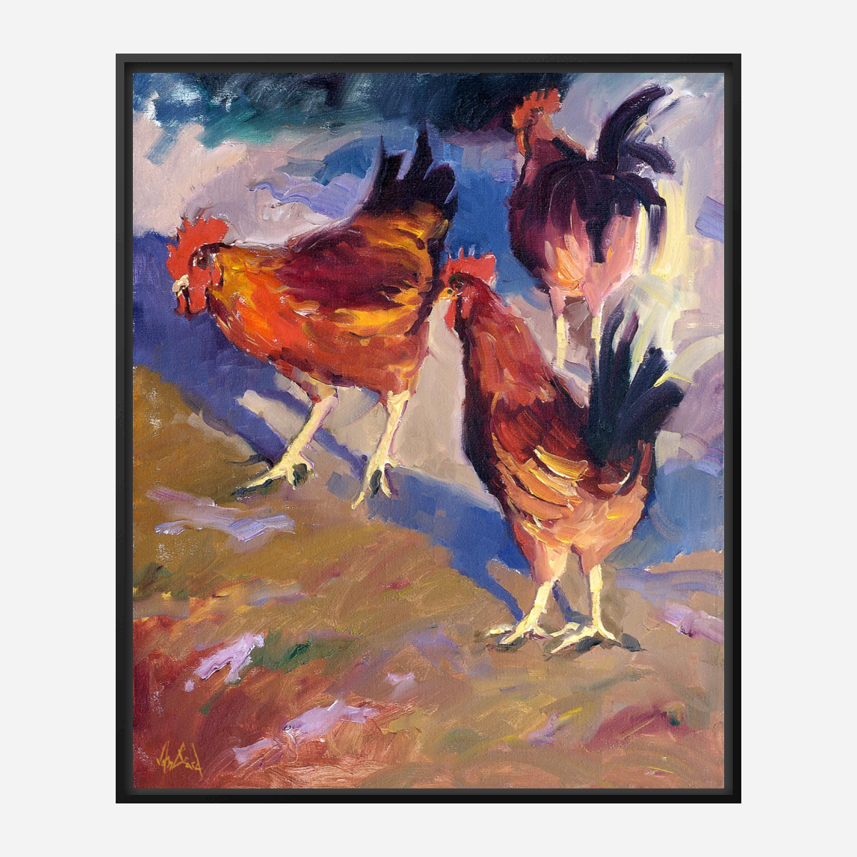 Roosters Artist Enhanced Canvas Print by John Beard Collection - product image 5 for Resin Society