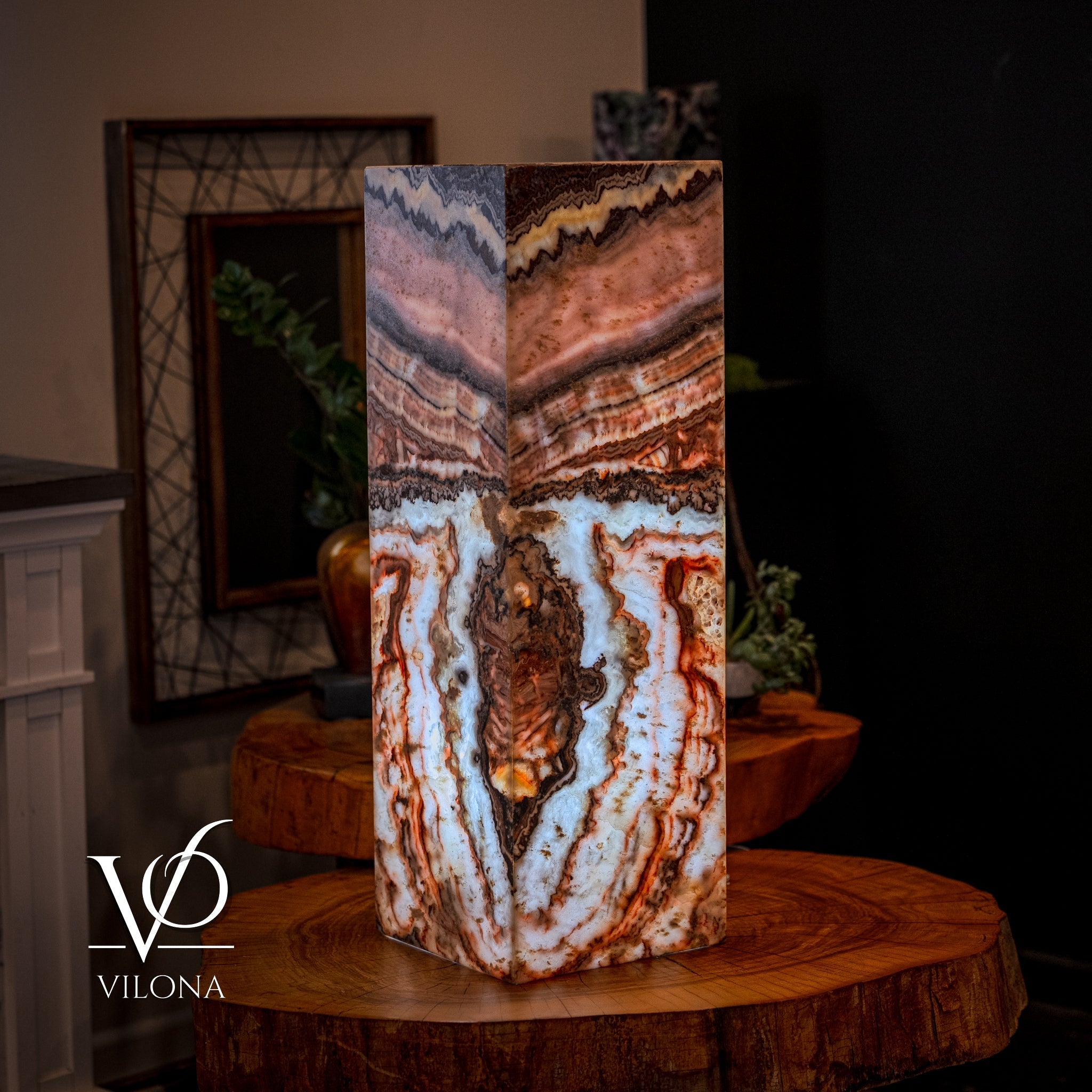 Rosa Onyx Floor Lamp - Small - 35.5"H x 12"W - Square - #5 by Vilona Onyx - product image 5 for Resin Society