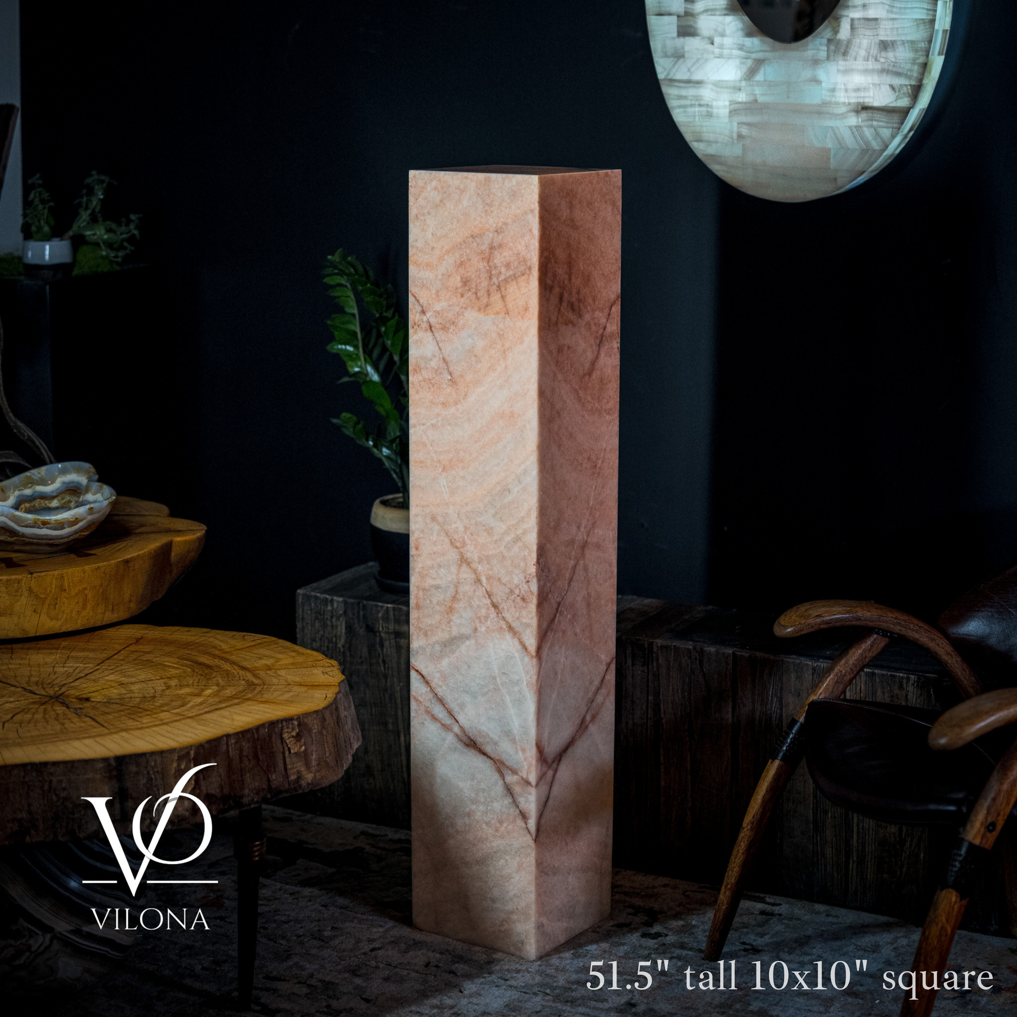 Rosa Onyx Floor Lamp - Medium - 51.5"H x 10"W - Square - #6 by Vilona Onyx - product image 7 for Resin Society