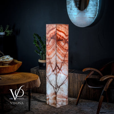 Rosa Onyx Floor Lamp - Medium - 51.5"H x 10"W - Square - #6 by Vilona Onyx - product image 6 for Resin Society