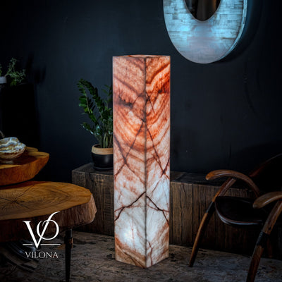 Rosa Onyx Floor Lamp - Medium - 51.5"H x 10"W - Square - #6 by Vilona Onyx - product image 4 for Resin Society
