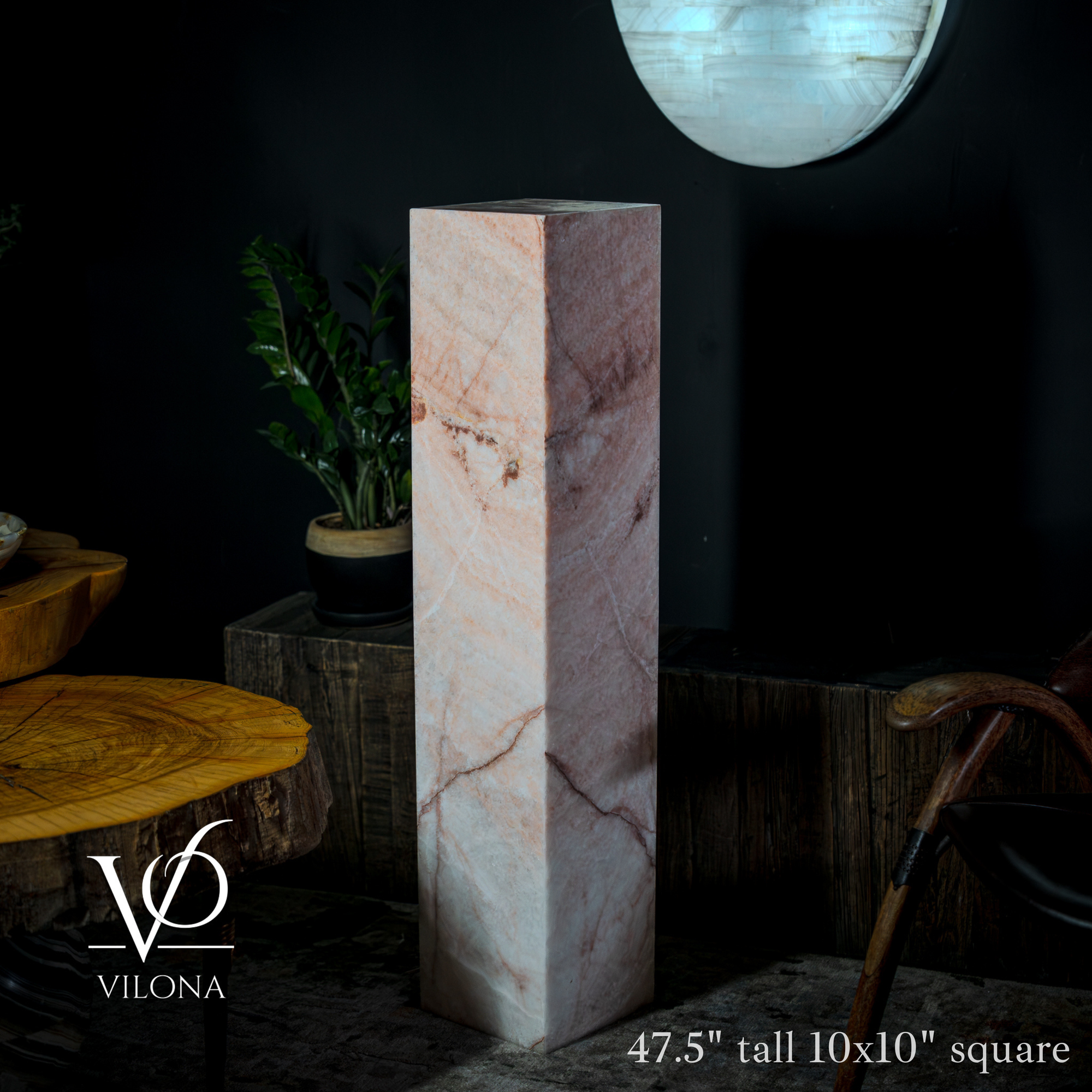 Rosa Onyx Floor Lamp - Medium - 47.5"H x 10"W - Square - #7 by Vilona Onyx - product image 2 for Resin Society