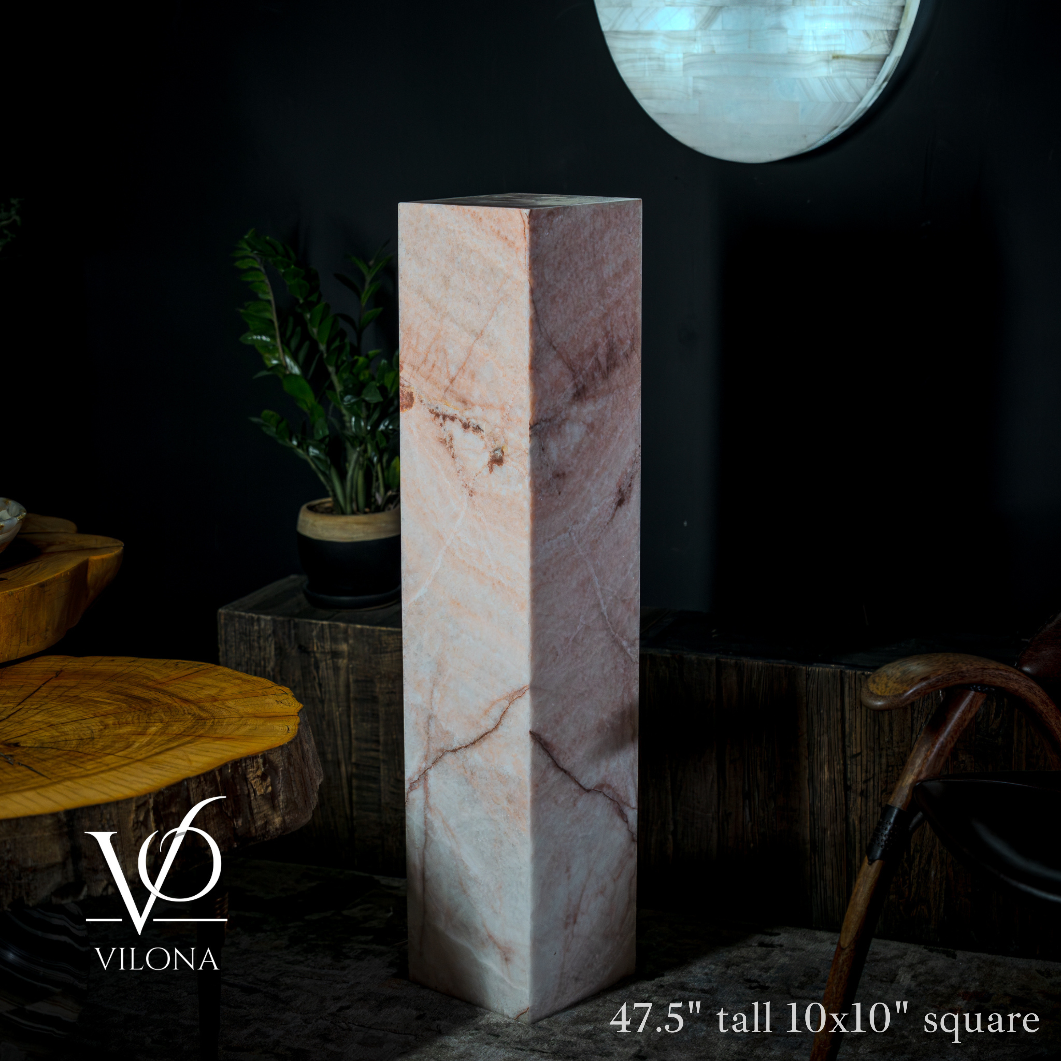 Rosa Onyx Floor Lamp - Medium - 47.5"H x 10"W - Square - #7 by Vilona Onyx - product image 2 for Resin Society