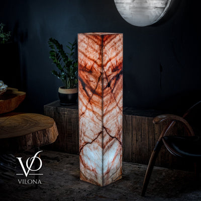 Rosa Onyx Floor Lamp - Medium - 47.5"H x 10"W - Square - #7 by Vilona Onyx - main product image for Resin Society