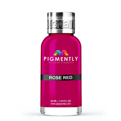 Rose Red Liquid Epoxy Dye bottle and colored resin samples