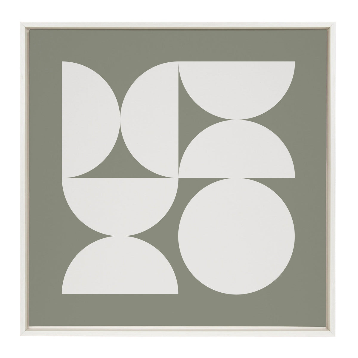 Sylvie Bold Vintage Geometric Soft White on Sage Green Framed Canvas by kateandlaurel - product image 2 for Resin Society