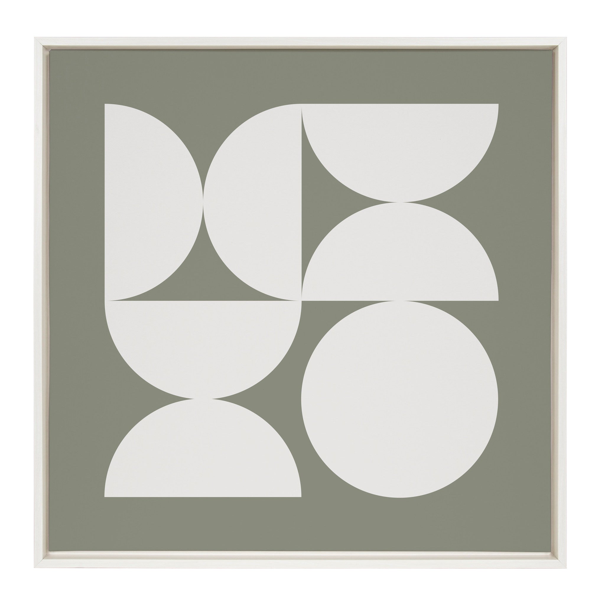 Sylvie Bold Vintage Geometric Soft White on Sage Green Framed Canvas by kateandlaurel - product image 2 for Resin Society