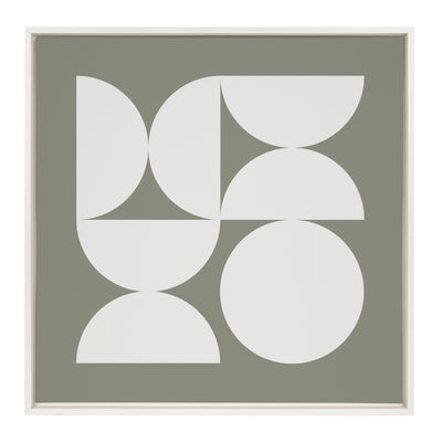 Sylvie Bold Vintage Geometric Soft White on Sage Green Framed Canvas by kateandlaurel - product image 2 for Resin Society