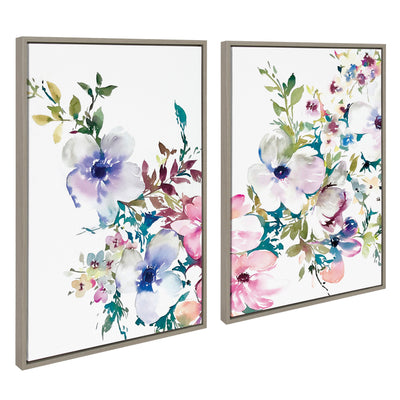 Sylvie Ink Wash Floral Left and Right Framed Canvas by kateandlaurel - product image 7 for Resin Society