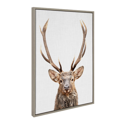 Sylvie The Red Deer Color Framed Canvas by Simon Te of Tai Prints by kateandlaurel - main product image for Resin Society