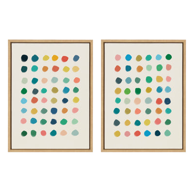 Sylvie Meditation 1 and 2 framed canvas art set by Kelly Knaga displayed on a wall