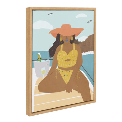 Sylvie Lady on a Boat Framed Canvas by kateandlaurel - product image 2 for Resin Society
