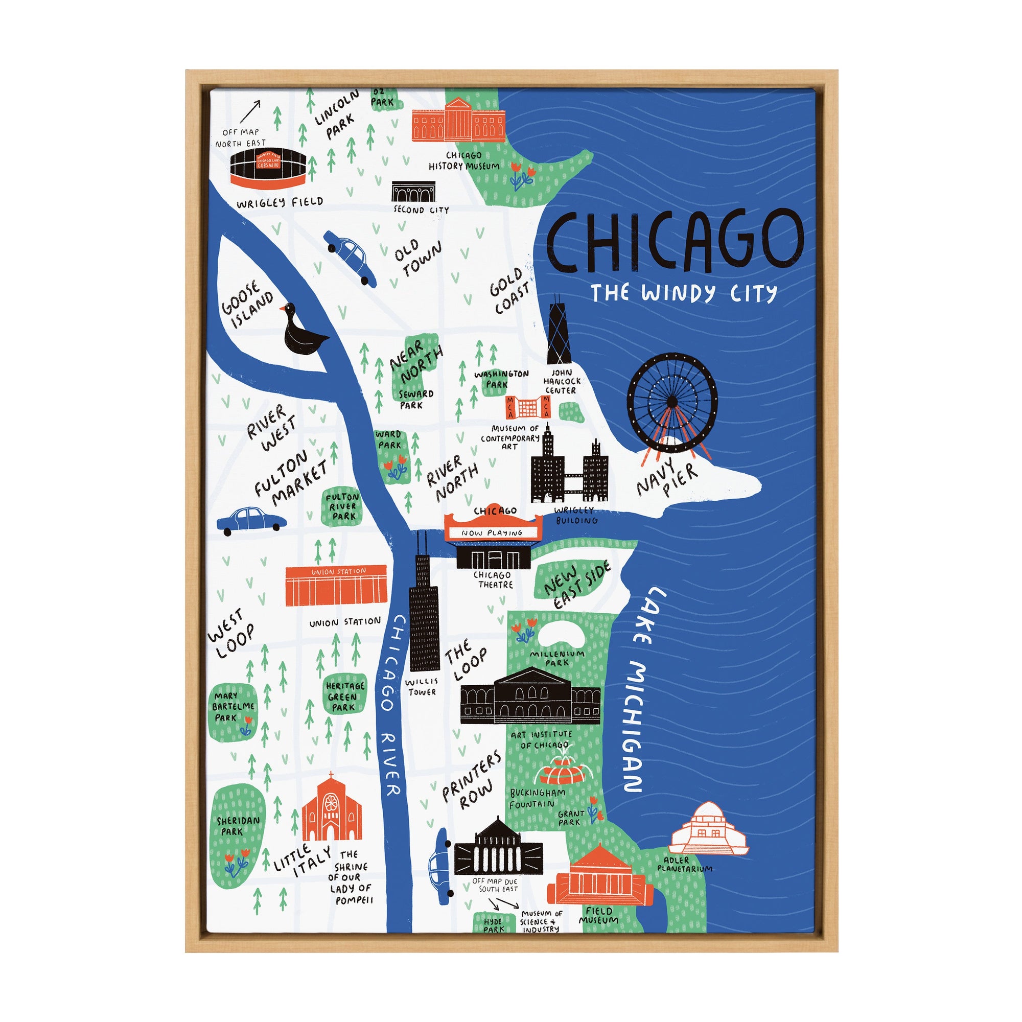 Sylvie Chicago Illustration Framed Canvas by kateandlaurel - main product image for Resin Society
