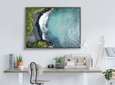 Sylvie Maui Black Sand Beach 1 Framed Canvas by Rachel Bolgov by kateandlaurel - product image 17 for Resin Society