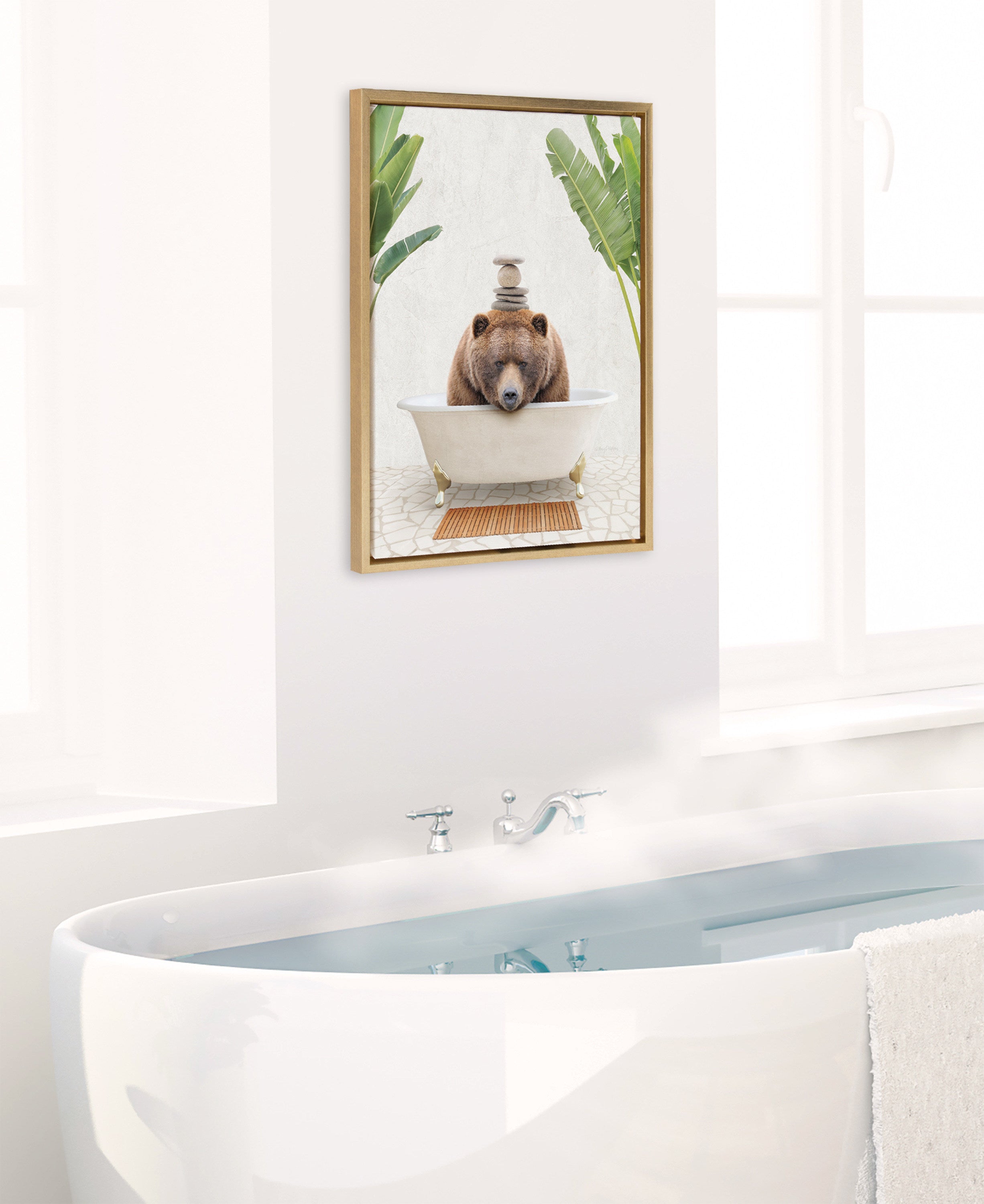 Sylvie Big Bear Bali Bath Framed Canvas by kateandlaurel - product image 4 for Resin Society