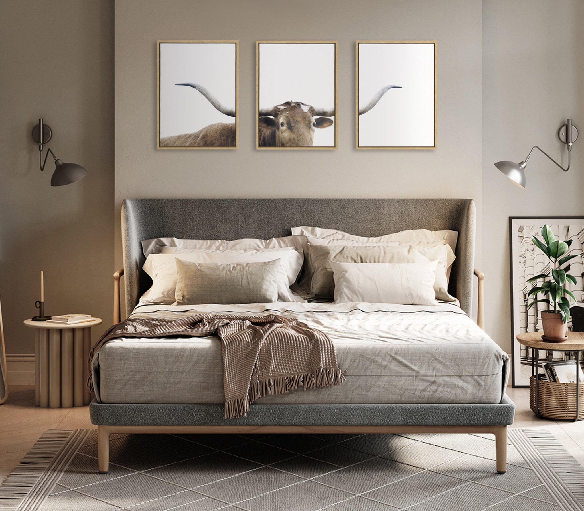 Sylvie Texas Longhorn 1 2 3 Framed Canvas by kateandlaurel - product image 6 for Resin Society