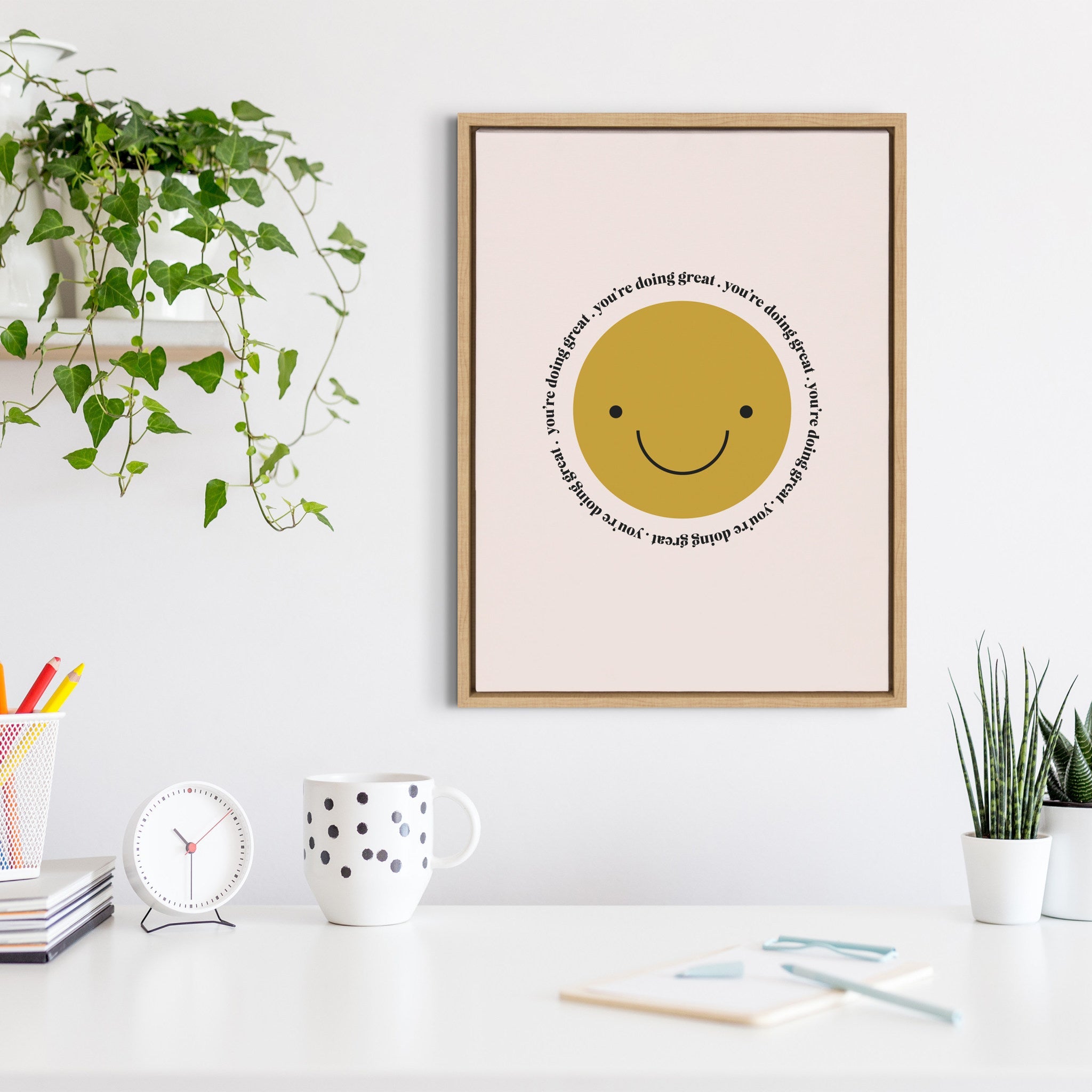 Sylvie Your Doing Great Framed Canvas by kateandlaurel - product image 7 for Resin Society