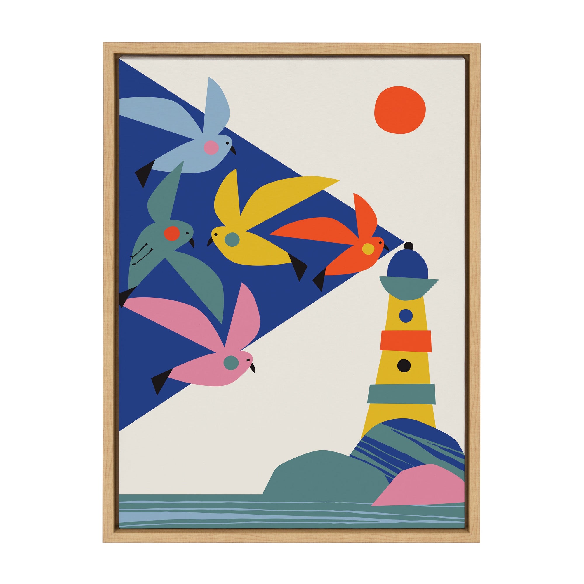 Sylvie Lighthouse Birds Framed Canvas by kateandlaurel - product image 10 for Resin Society