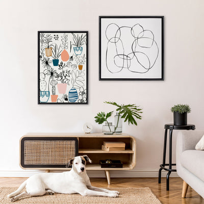 Sylvie Dancing Circles Black and Soft White Framed Canvas by kateandlaurel - product image 5 for Resin Society