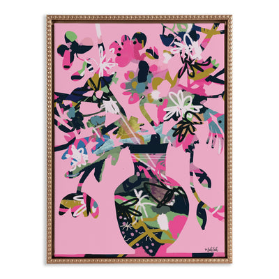 Sylvie Beaded Pinnacle Vase Framed Canvas by Inkheart Designs
