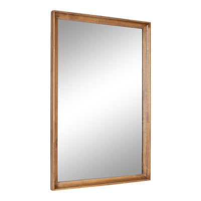 Hatherleigh Rectangle Wall Mirror with rustic brown natural wood frame hanging on a wall
