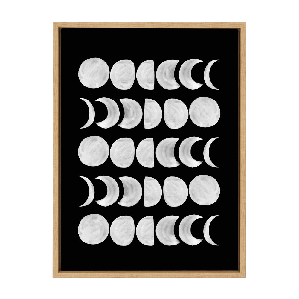 Sylvie 901 Moon Phases White on Black Framed Canvas by kateandlaurel - main product image for Resin Society