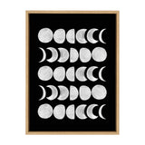 Sylvie 901 Moon Phases White on Black Framed Canvas by kateandlaurel - main product image for Resin Society