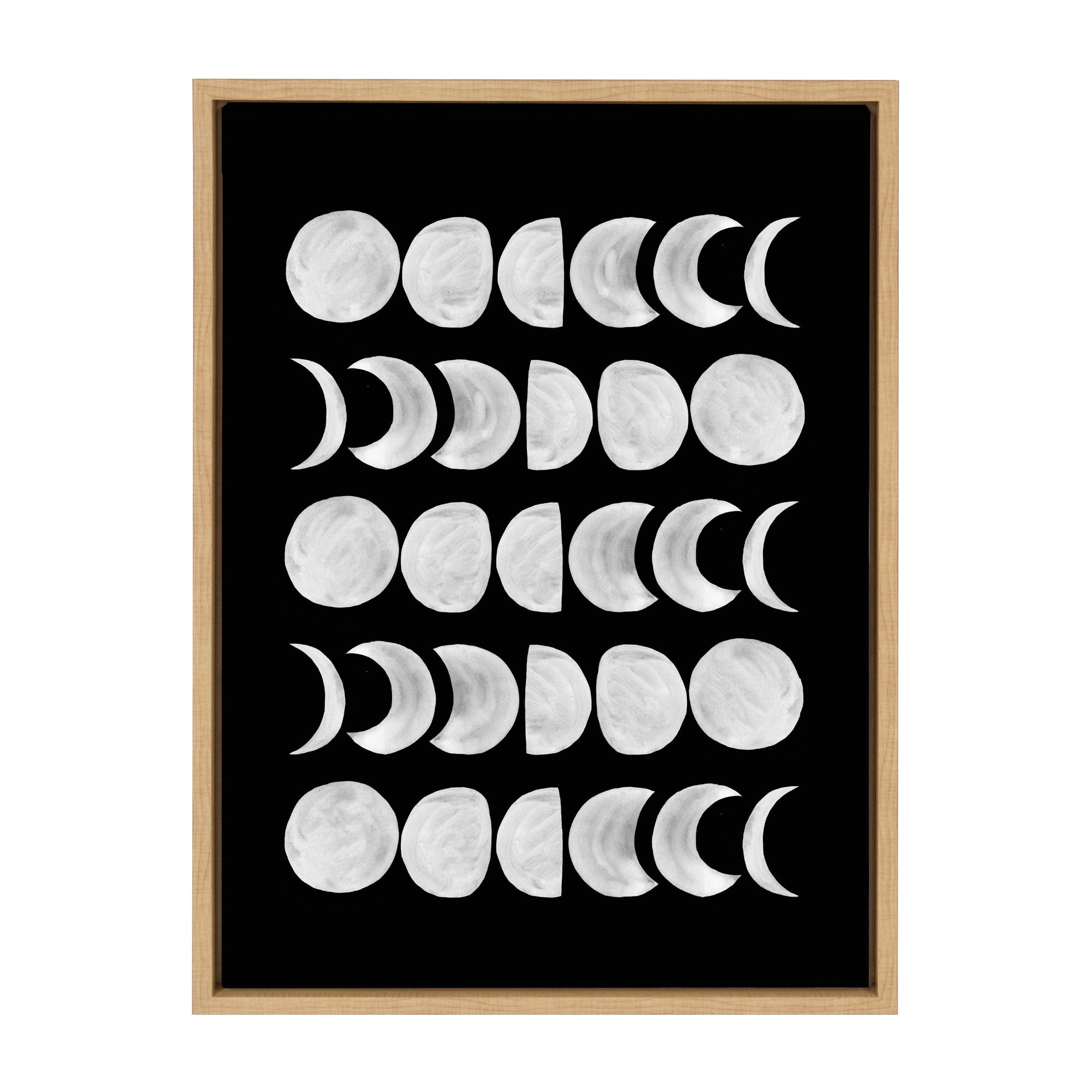 Sylvie 901 Moon Phases White on Black Framed Canvas by kateandlaurel - main product image for Resin Society