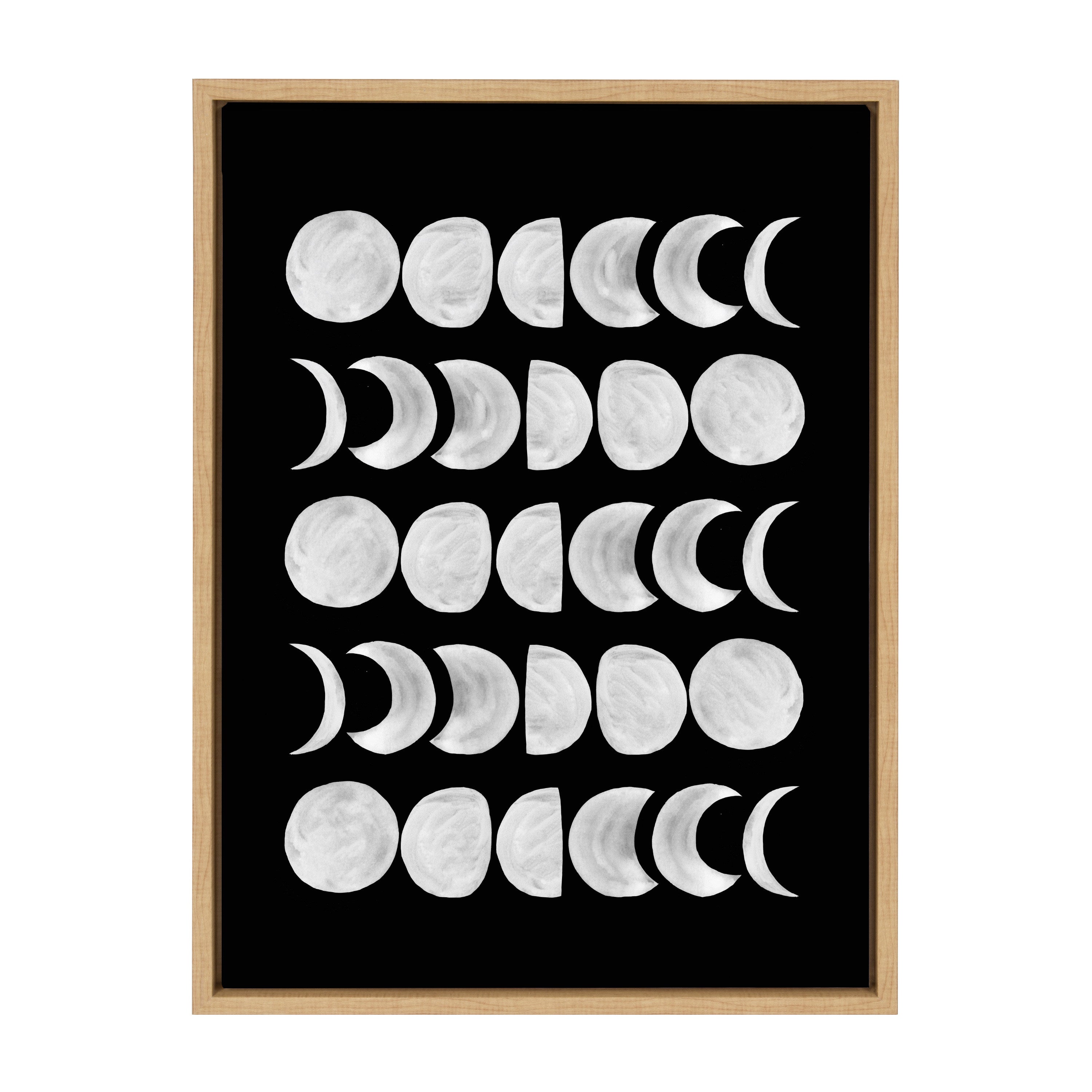 Sylvie 901 Moon Phases White on Black Framed Canvas by kateandlaurel - main product image for Resin Society